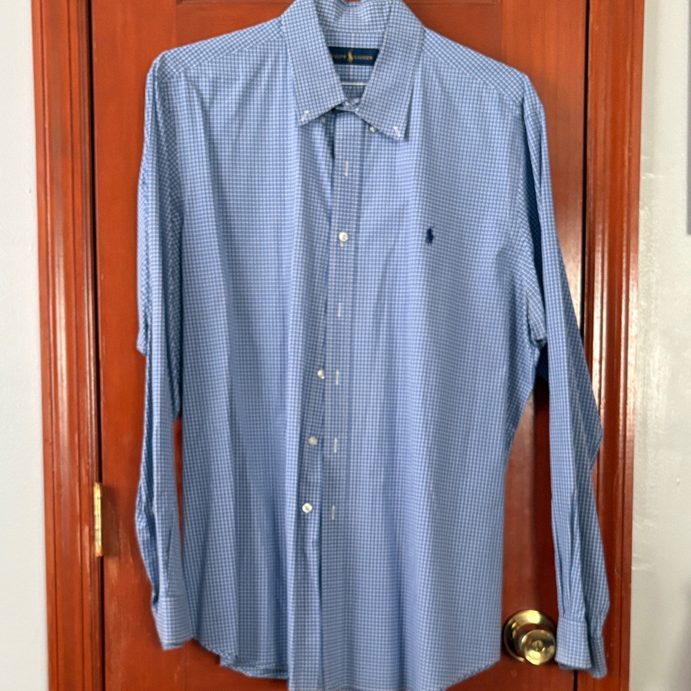 Ralph Lauren Light Blue Micro-Gingham Men's Dress Shirt